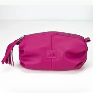 Milloo Ariadne Fuchsia Boho Pink Leather Pouch Cosmetic Clutch Bag